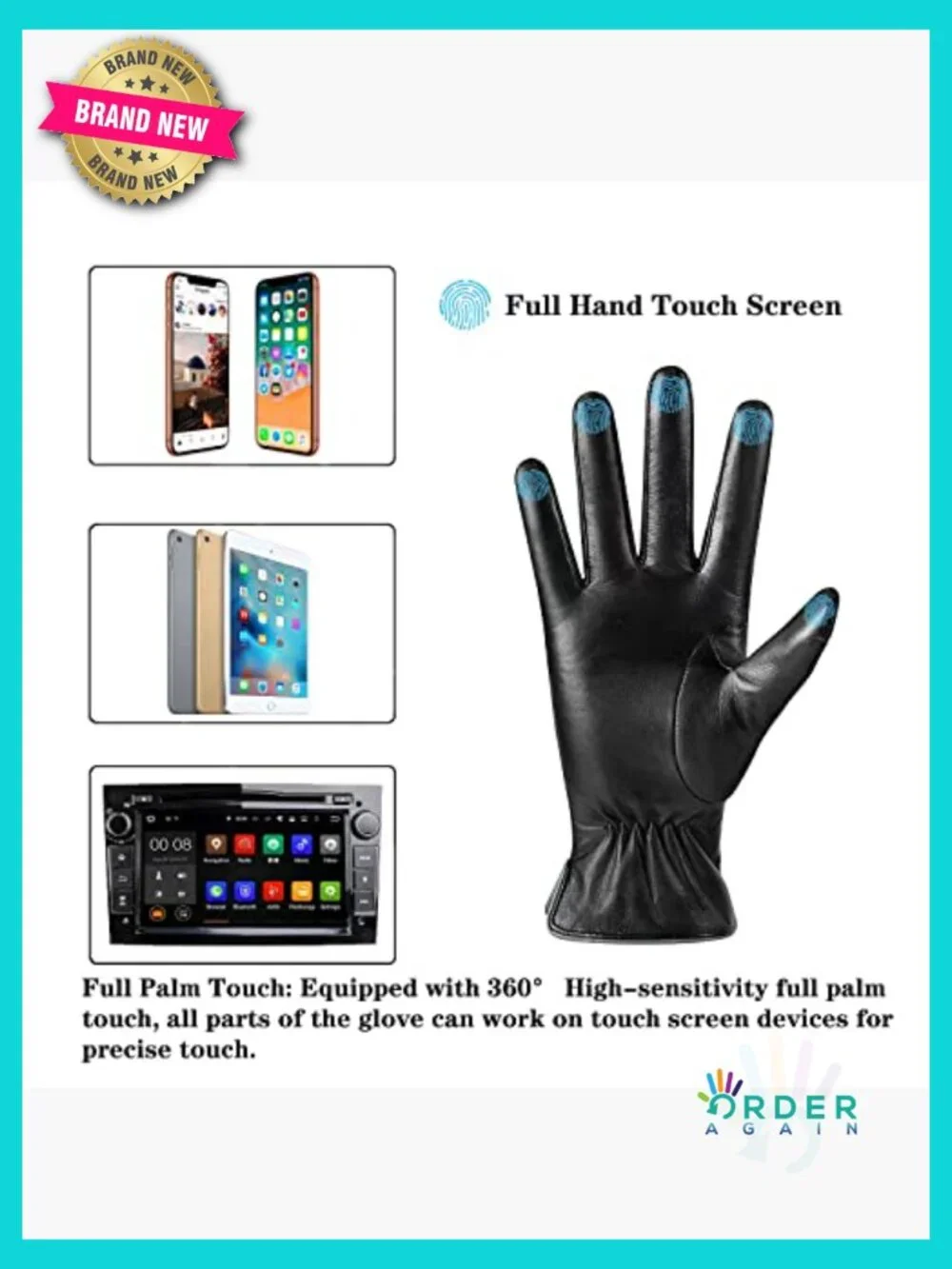 Leather Gloves with Cashmere Lining Touchscreen Texting Driving Dress Gloves